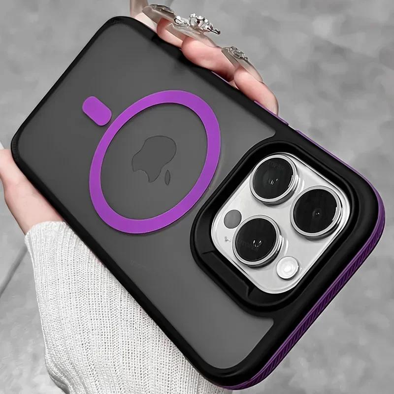 Matte Translucent Armor Shockproof Phone Case For iPhone 16 14 13 11 12 15 Pro Max 16 Plus Magsafe Magnet Wireless Charge Cover