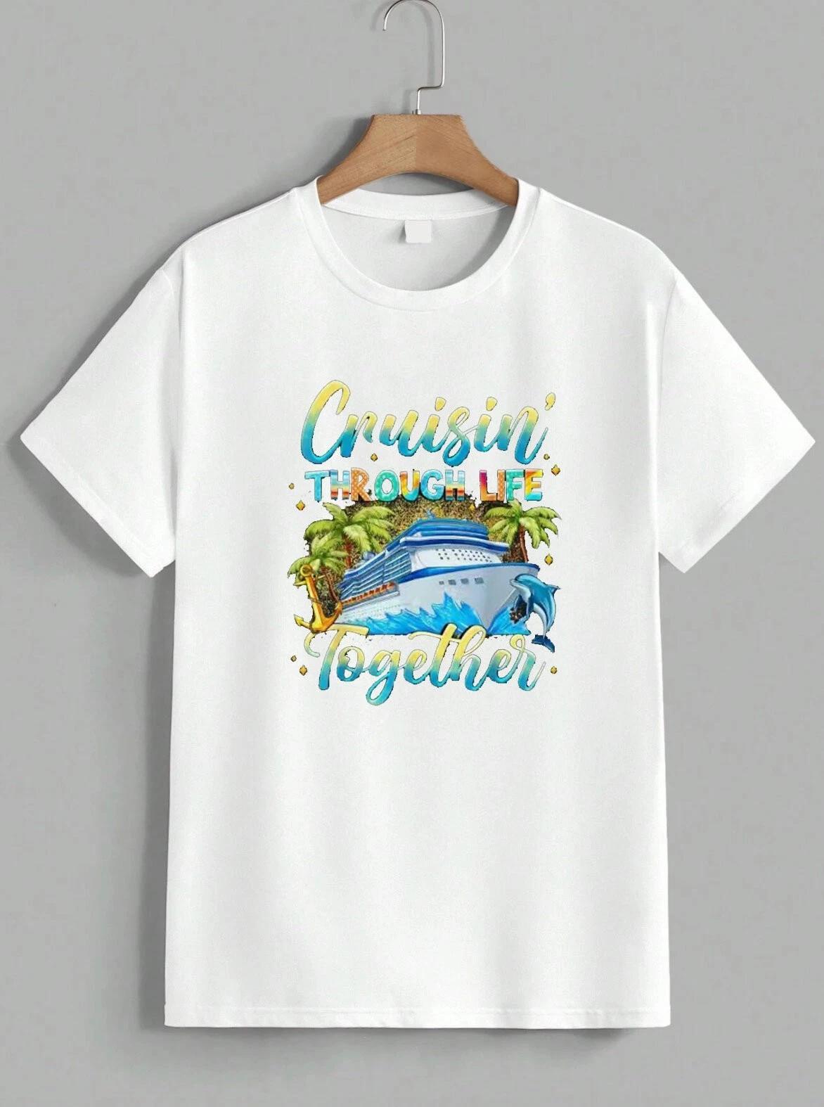 Cruisin Through Life Together Graphic T-Shirt Summer Cruise Vacation Tee Unisex M