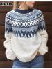 New Style Women's Wool Sweater Wish Hot Sale Crewneck Color Block Loose Fashion Pullover Knit Shirt