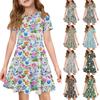 Girl Summer Dress Color & Print Short Sleeve Dress With Pocket Casual Dress Shorts Sleeve Party Dress Easter Day