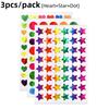 3pcs/packLaser Star Heart Dot Stickers Colorful Glass Bottle Gift Packaging Bag Decoration Stickers Reward Adhesive Labels Seali