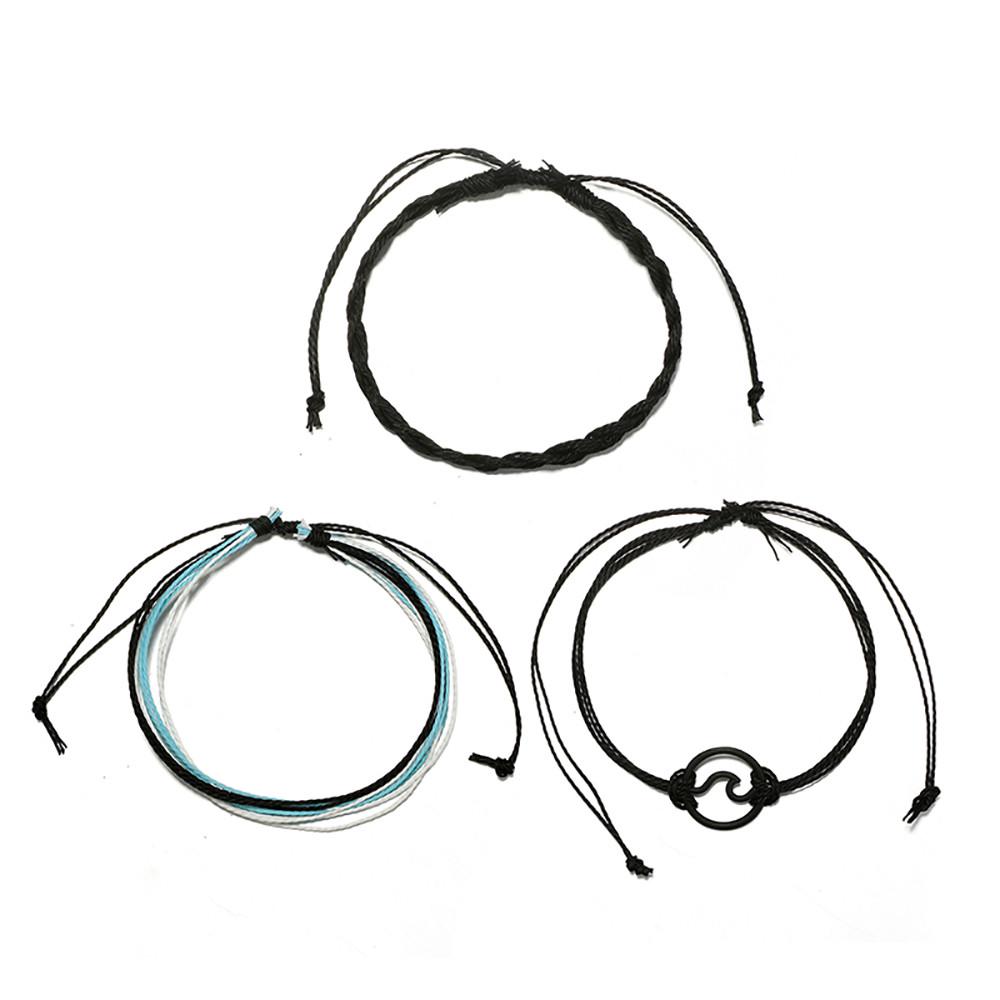 Bohemian Wax Line  Bracelet Alloy Handmade Hemp Rope Bracelet Set