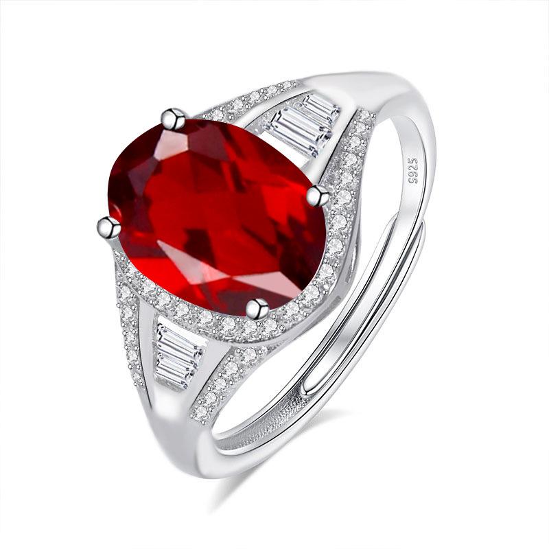 S925 Sterling Silver Ring Women's Inlaid 8 * 10mm Natural Crystal Stone Topaz High Sense Ring Elegant Ladies Jewelry