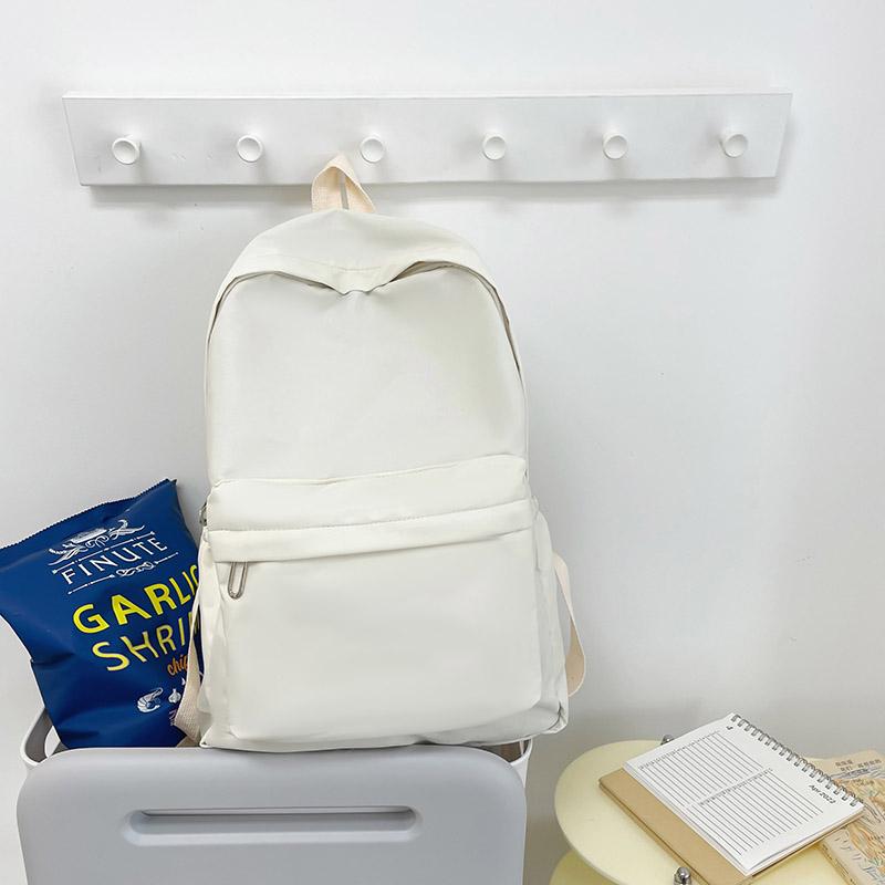 

Простой однотонный повседневный рюкзак, легкая универсальная сумка для ученика старшей школы, универсальные однотонные рюкзаки для прогулок бежевый