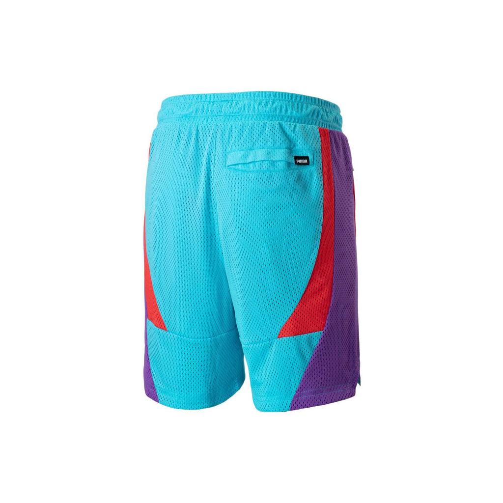 Puma Lamelo Slashing Color Block Casual Drawstring High Waist Straight Leg Shorts Unisex Shorts Blue 537103-01