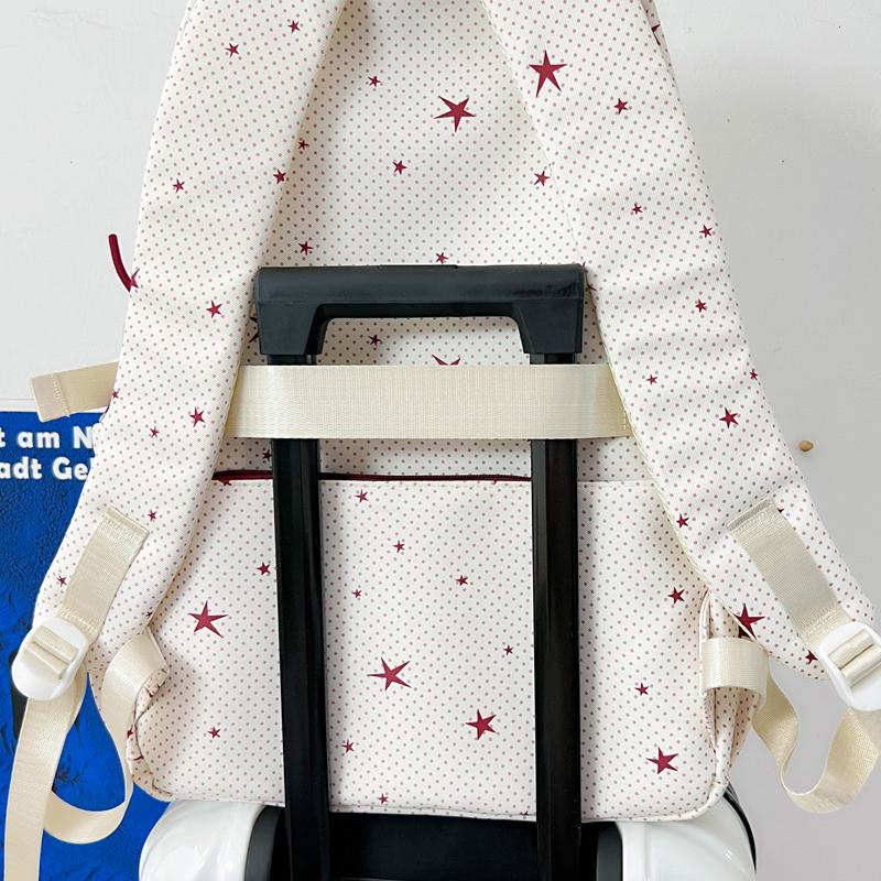 Star Print Student Schoolbag Color Contrast Women's Large Capacity Backpack