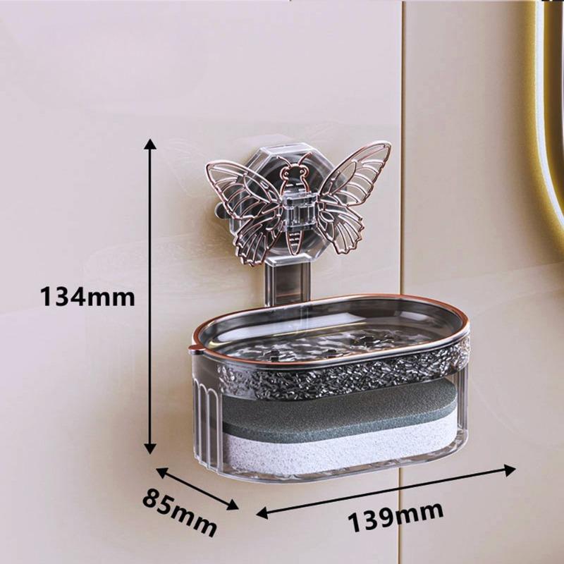 

Легкая Роскошь Бабочка Присоска Мыльница Полка Настенная Сливное Отделение Губка Мыльница для Дома Ванной Комнаты Без Сверления Light luxury black