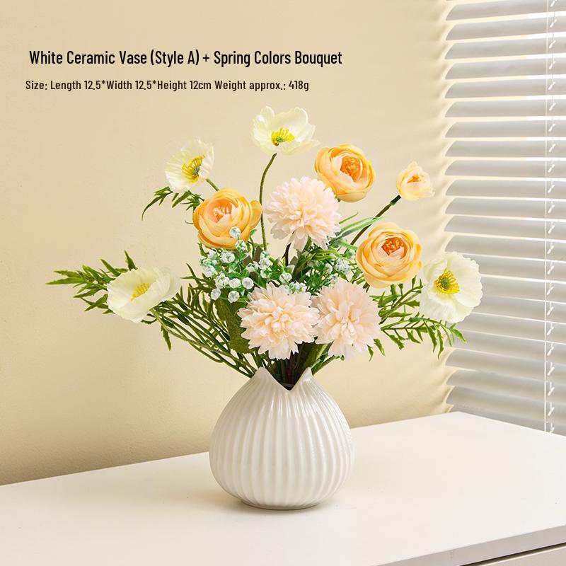 Yapay Çiçek Aranjmanları İçin Zarif Seramik Vazo - Oturma Odası veya Yemek Masası Dekorasyonu İçin Mükemmel
