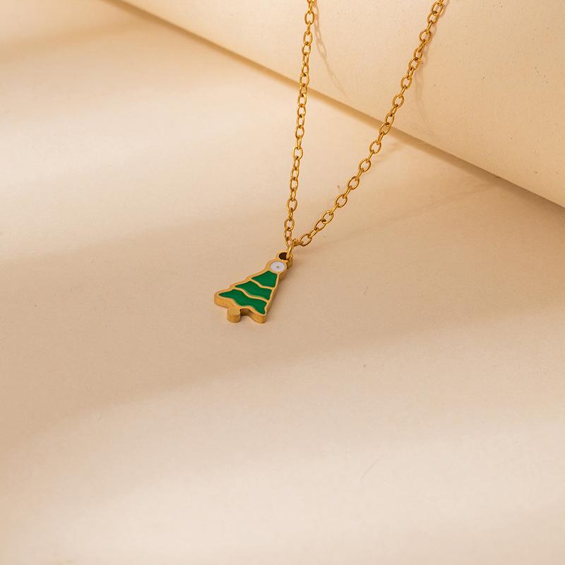 Christmas Cartoon Santa Claus & Reindeer Necklace - Light Luxury Clavicle Chain Pendant