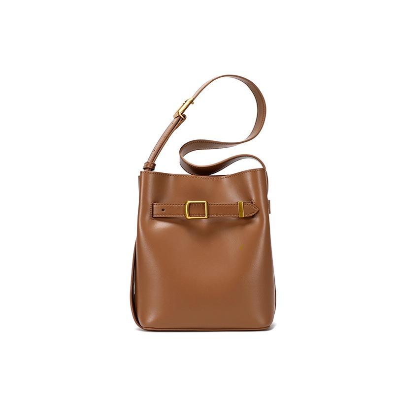New leather women's bag bucket bag retro cowhide versatile bag shoulder messenger bag women