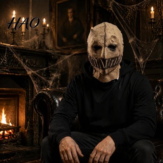 Creepy Realistic Masque Halloween Scarecrow Masque, Adults Scary Full Head Honor for Latex Cosplay Party Props Costume, Haunted House Photogenic