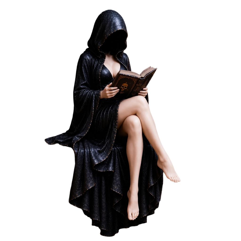 Hooded Reader Figurine Decorative Desk Ornament for Book Lovers