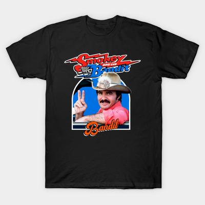 Asian Size Men Black Print T-shirt The Bandit No-Cut Heat Transfer Print Cotton Tshirt