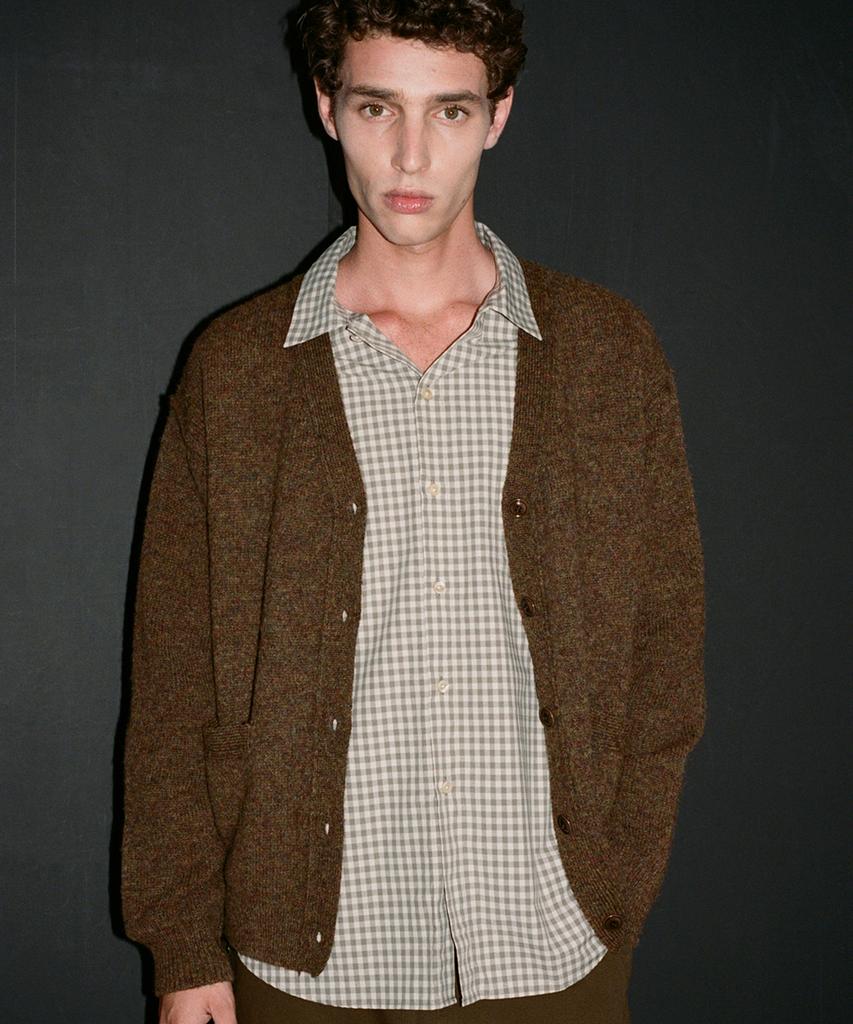 Shirter Shaggy Dog Reverse Seam Cardigan (Brown)