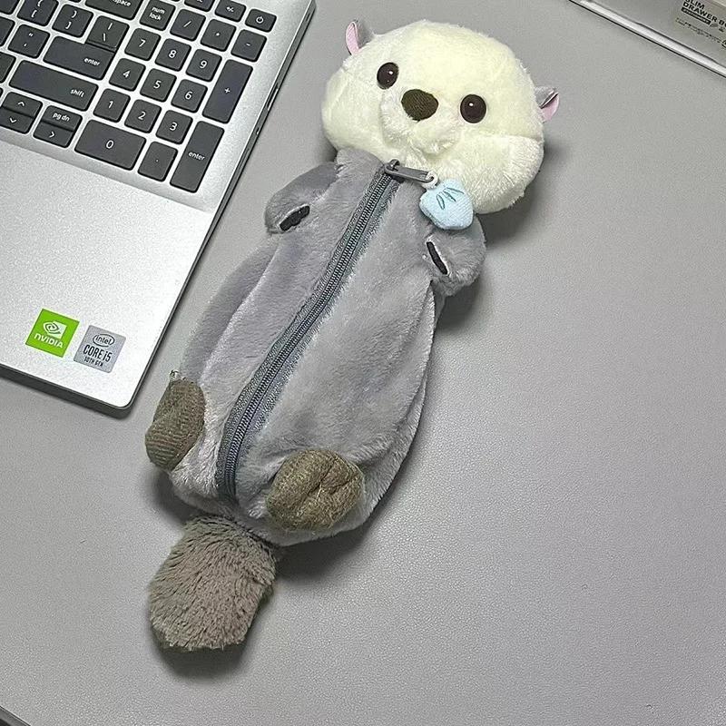 

Sea Otter Plush Pencil Case - Cute High Value Stationery Bag with Soft Doll Design, Complete Learning Supplies Set