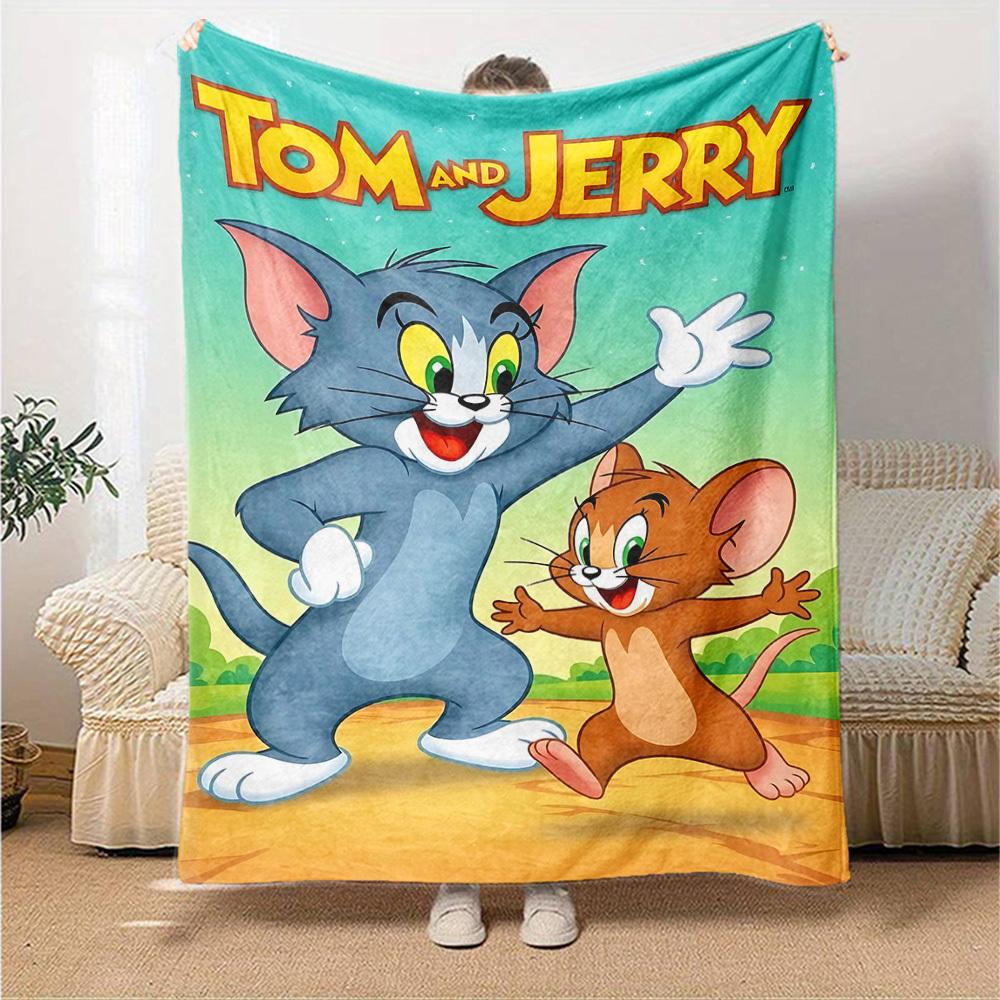 1pc Tom and Jerry Flannel Blanket Soft Warm Throw for Home, Office, Travel, All-Season Cozy Bedding Gift L1444