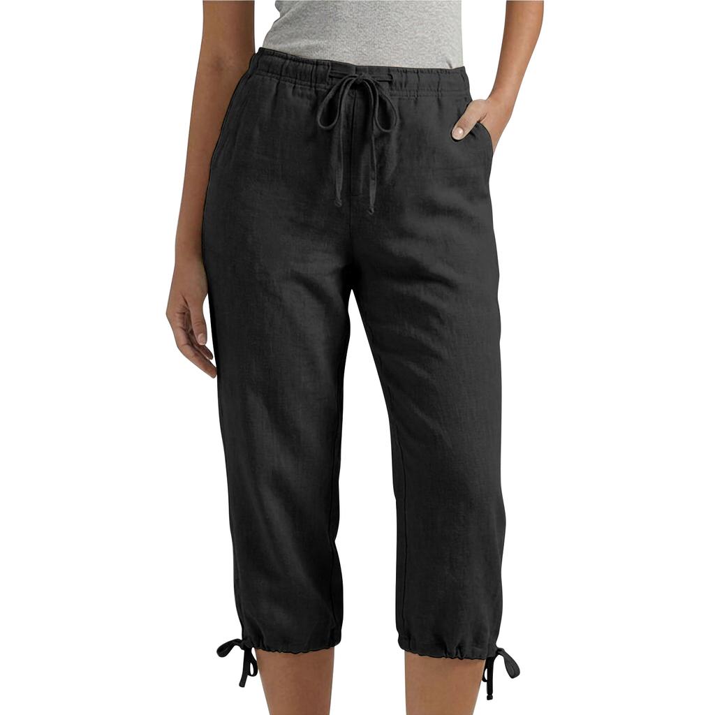 Women's Casual Loose High-Waisted Drawstring Seven-Inch Pants
