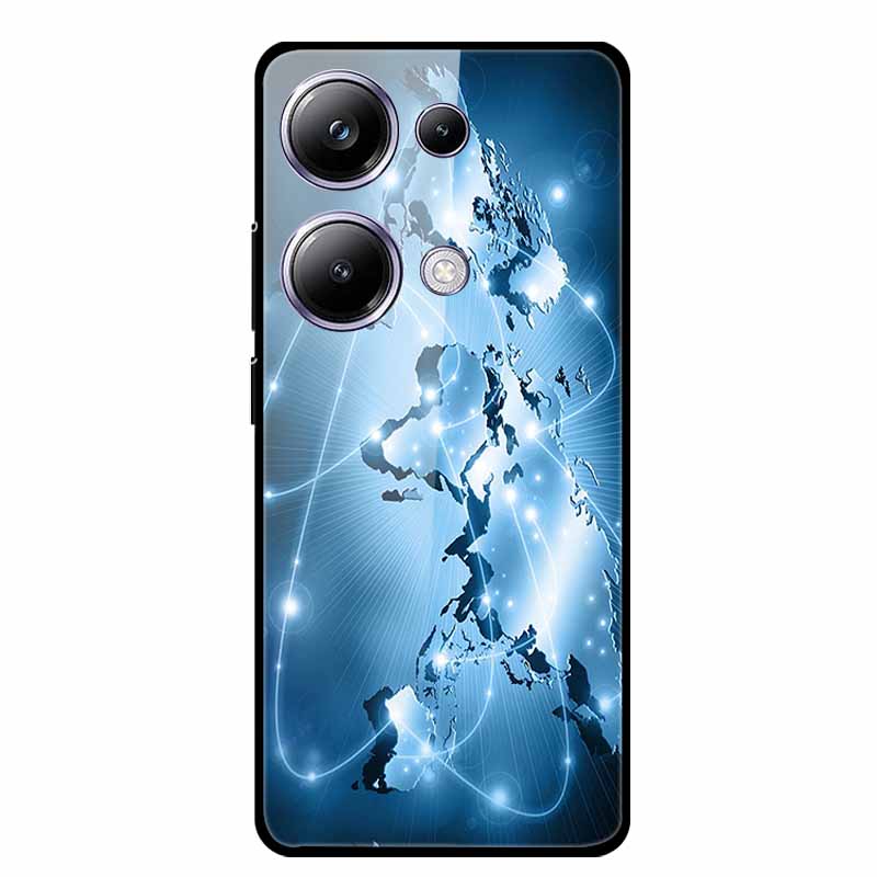 Glass Back Cover For Poco M6 Pro 4G Case M 6 M6Pro Hard Tempered Glass Case For Xiaomi Redmi Note 13 Pro Phone Case Soft Bumper