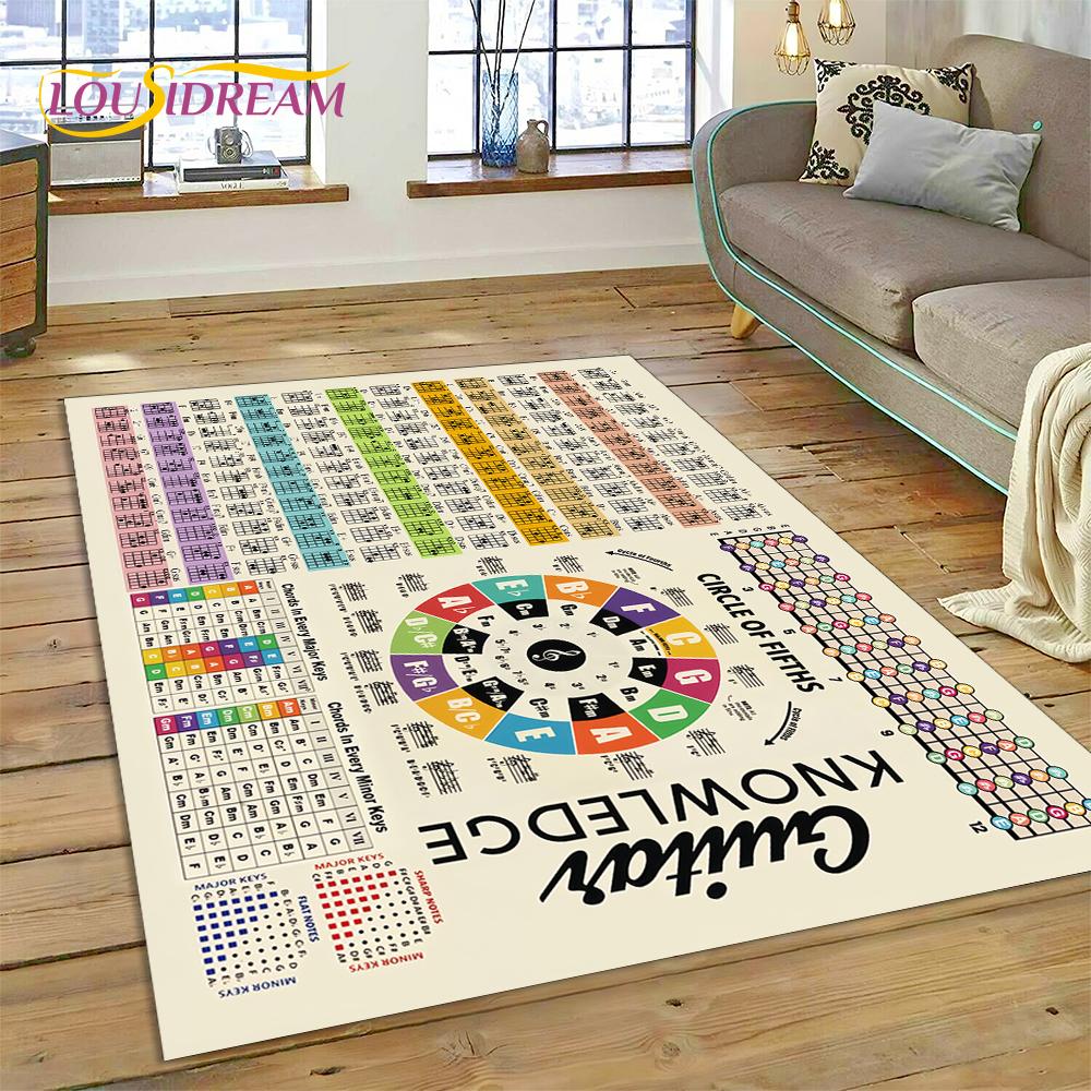 3D Guitar Chords Theory Chart Music Rug Carpet for Living Room Bedroom Home Decor,Floor Mat Non-slip Decoration for Sofa Doormat
