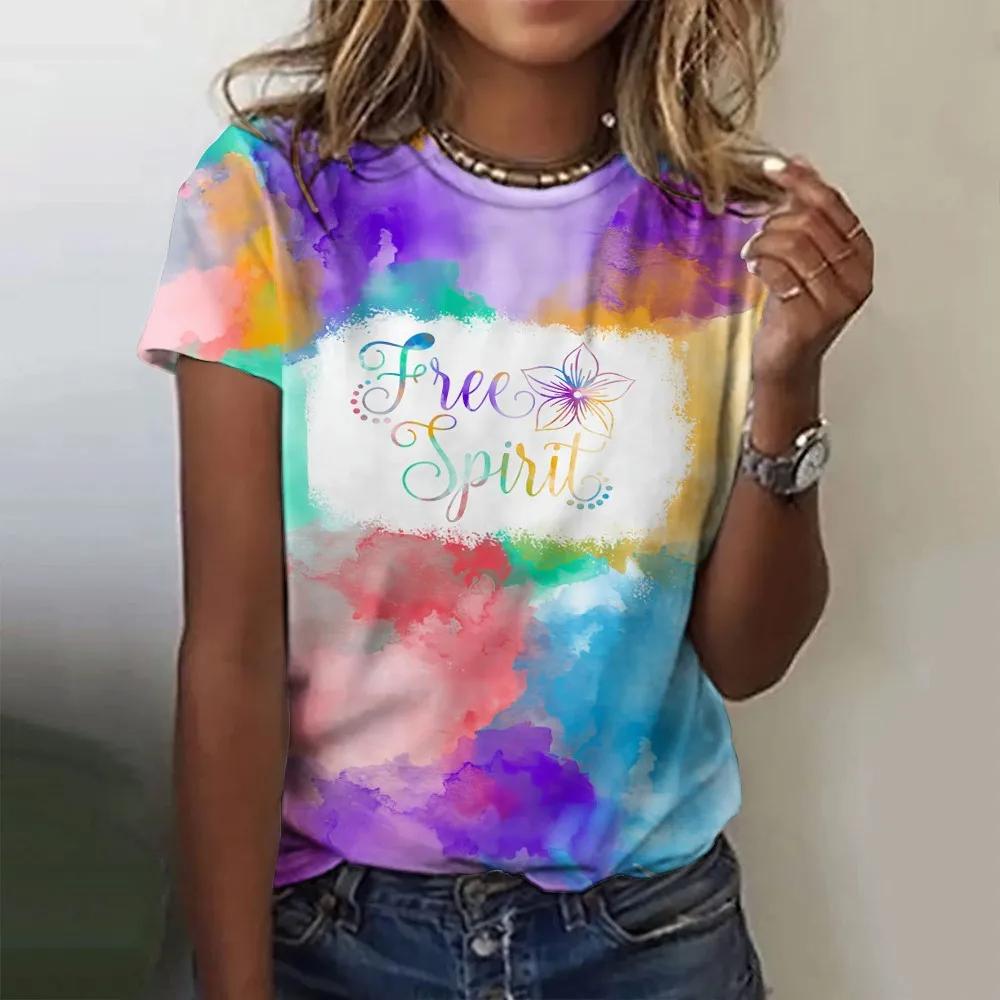 Summer Women Fashion T-shirt Fashion Floral Pattern O-Neck Tops Tees Female Short Sleeve Clothing Ladies Casual Streetwear