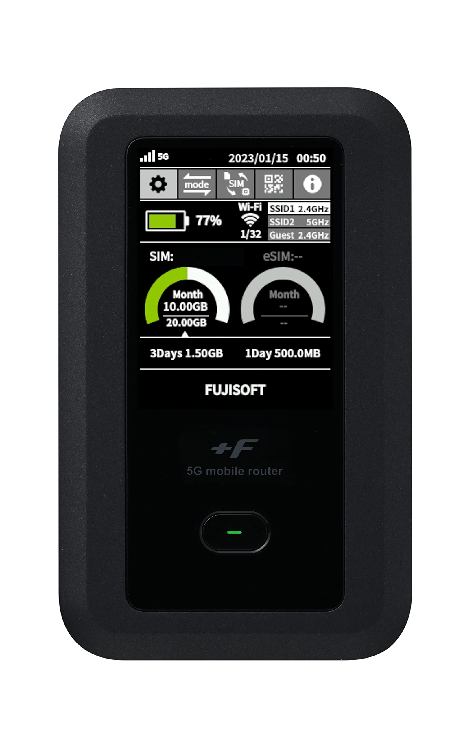 

Fujisoft 5G сумісний мобільний маршрутизатор FS050W Wi-Fi +F