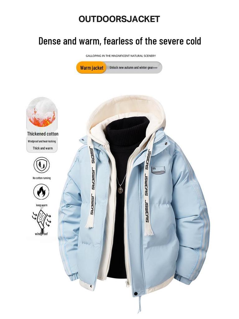 2025 Autumn/Winter Stylish Thick Warm Hooded Cotton Jacket - Wear-Resistant Loose Fit for Couples
