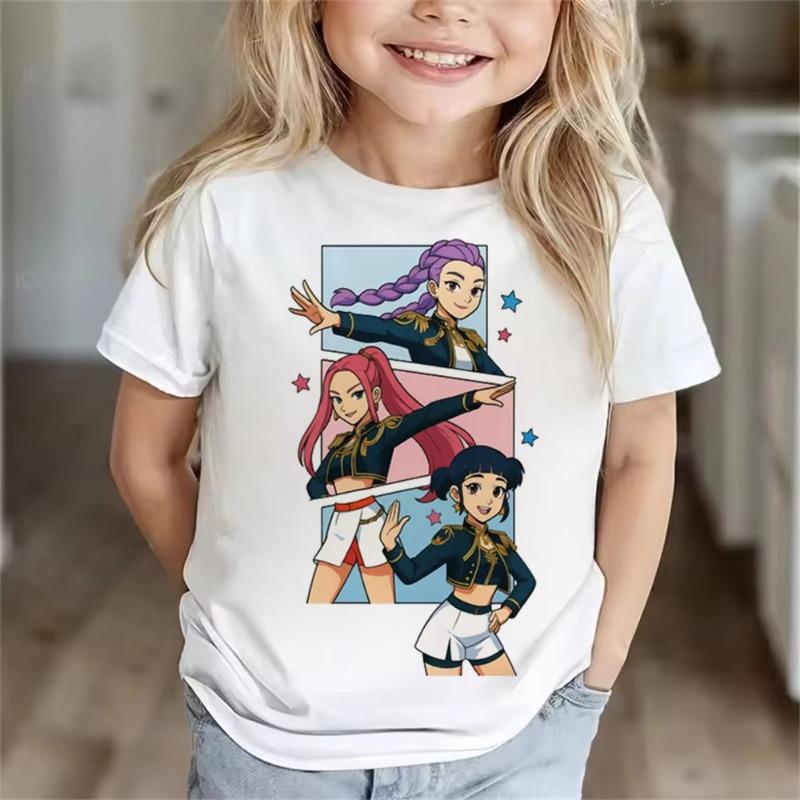 Huntrix Girls Kpop Demon Hunters Two-sided Shirt Anime Style Shirt Summer Rumi Mira Zoey Girl for Men Women Kids Family Clothing