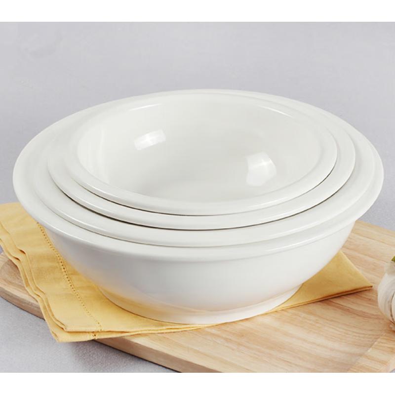 Man Sou 12-inch Pure White Ceramic Soup Bowl