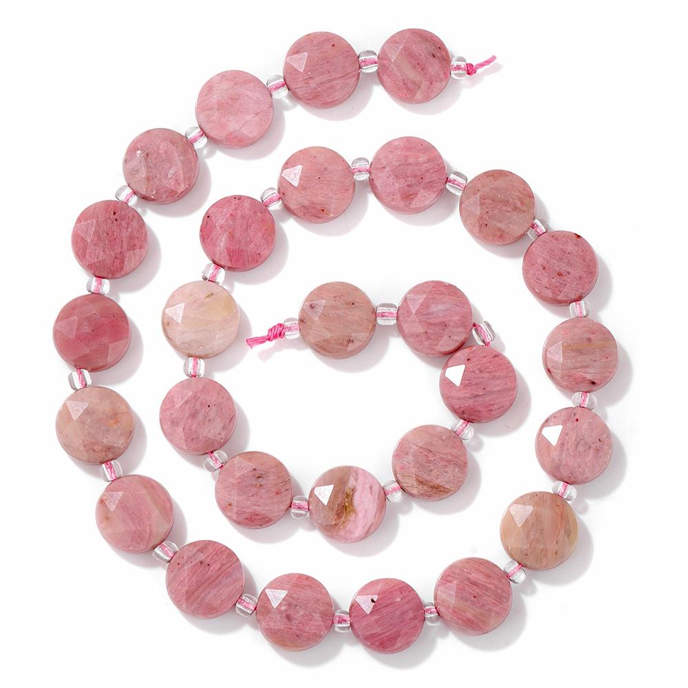 Natural Rose Pink Rhodochrosite Loose Round Heart Flat Chips Beads for Jewelry Making Bracelets Necklace DIY Accessories