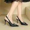 1-1 High-heeled sandals for women's summer new rear empty pointed stiletto high heels for women