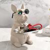 Graffiti Bulldog Desktop Storage Statue, Animal Sculpture, Living Room and Office Decoration, Resin, Modern Home Decoration