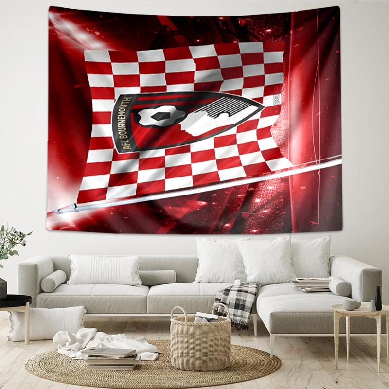 1PC Soccer Ball Afc Crest Printed Tapestry Room Decoration Wall Hanging for Living Room Bedroom, Dormitory, Birthday and Christmas Gifts