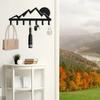 Mountain Metal Key Holder with 7 Hooks - Sunset Scenery Black Iron Wall Mounted Decorative Rack