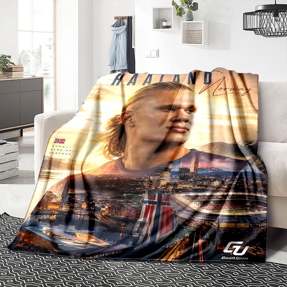 Haaland Norwegen Fußballlegende Decken Flanell Bedruckt Atmungsaktiv Warm Überwurfdecke für Zuhause Büro Bettwäsche 0708a75