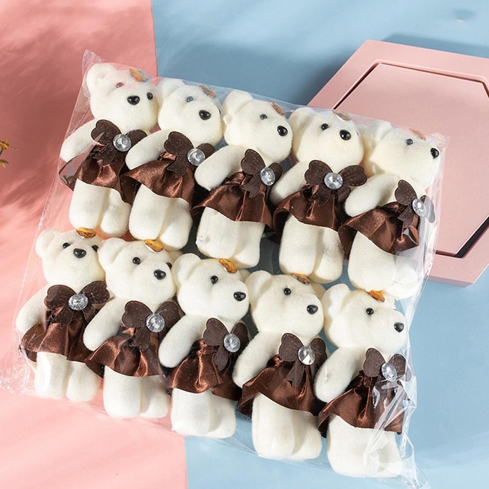 10Pcs 12cm Cute Bear Flower Bouquet Dolls Toy Cartoon Doll Bouquet Graduation Birthday Wedding Party Decoration