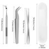 3Pcs/Set Stainless Steel Tick Removal Tool Tick Fork Double Headed Clamp Professional Tick Tweezers Portable Bend Clamp