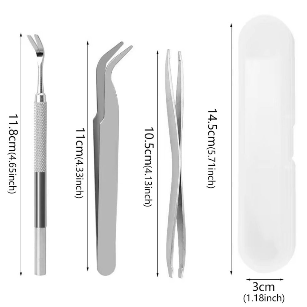 3Pcs/Set Stainless Steel Tick Removal Tool Tick Fork Double Headed Clamp Professional Tick Tweezers Portable Bend Clamp