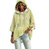 Women's Hooded Pullover Top with Three-Quarter Sleeves Floral Print Casual Fashion Top