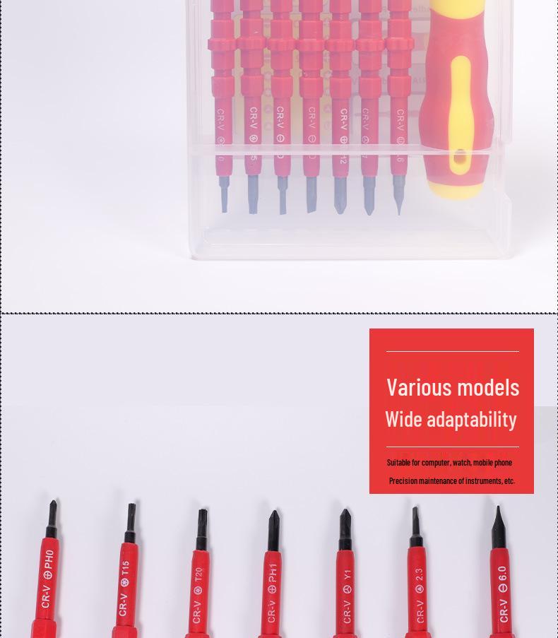 8-in-1 Insulated Screwdriver Set with Hardened Tip and Voltage Testing