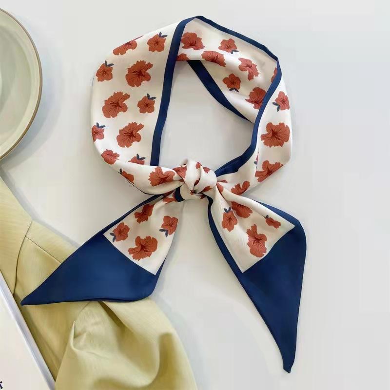 French Purple Small Long Silk Scarf Women's Versatile Headband Hair Tie Thin Narrow Tie Bag Ribbon Streamer Scarf