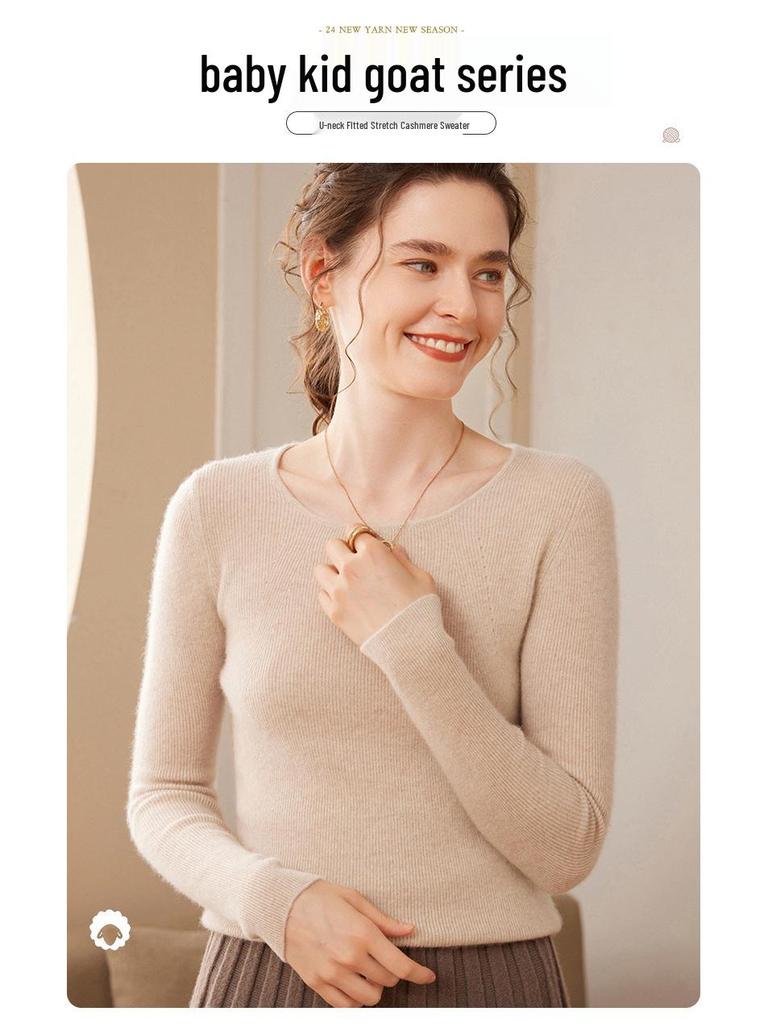 Women's Slim Fit V-Neck Cashmere Pullover Sweater for Autumn/Winter