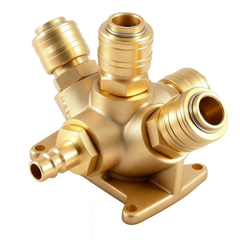ABBP-Brass 5 Compressed Air Coupling Distributor Wall Socket, Compressed Air Distributor