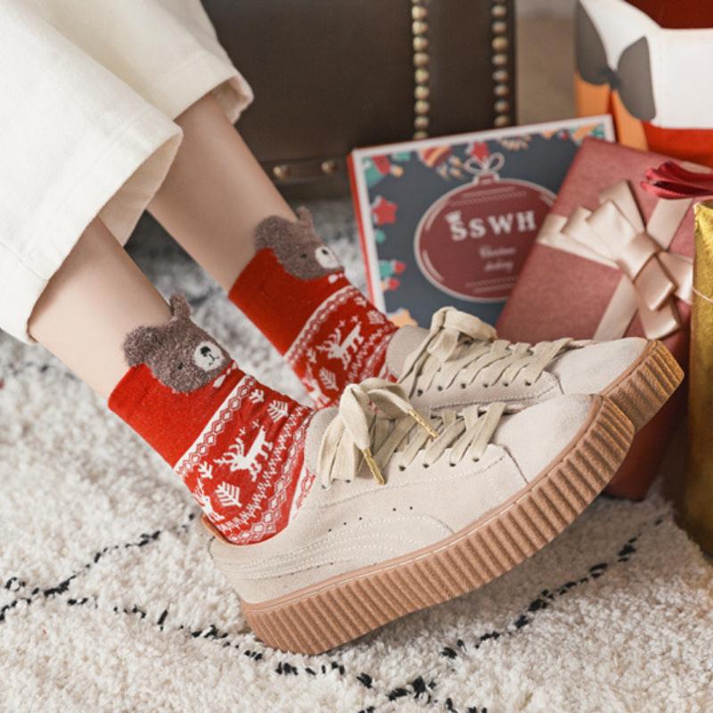 Calcetines de Navidad para Adolescentes de Invierno Calcetines de Dibujos Animados Regalo de Navidad