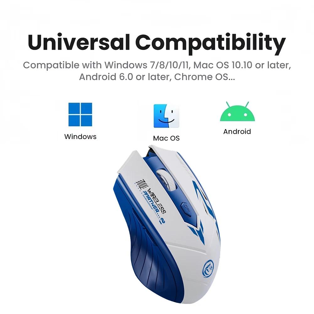 Bluetooth 5.4 Mouse Dual-Mode 2.4G Wireless Mouse 6 Buttons Gaming Mice Rechargeable Mouse 1600 DPI For PC Laptop Macbook