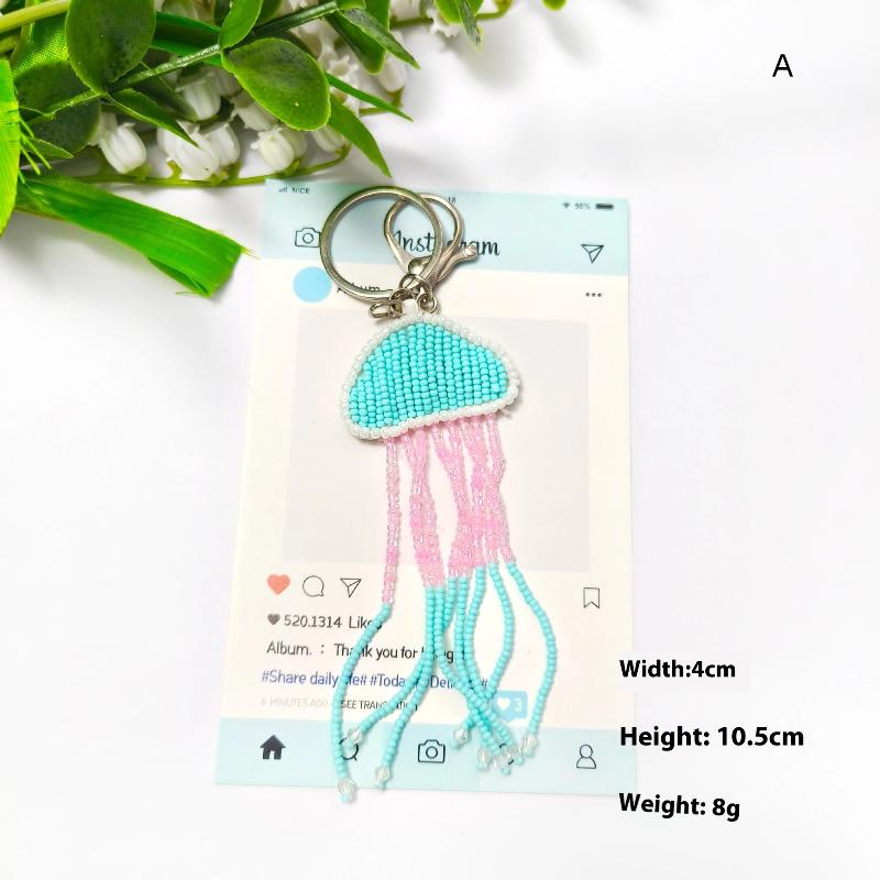 Rhinestone Beaded Bag Pendant Cute Handmade Beaded Keychain Creative Starfish Shell Dolphin Turtle Bag Accessories Diy Pendant