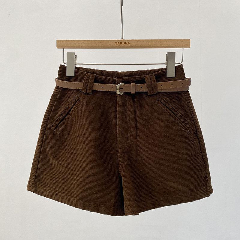 

Black Corduroy High-Waisted A-Line Pants for Women - Autumn 2025 XL коричневий