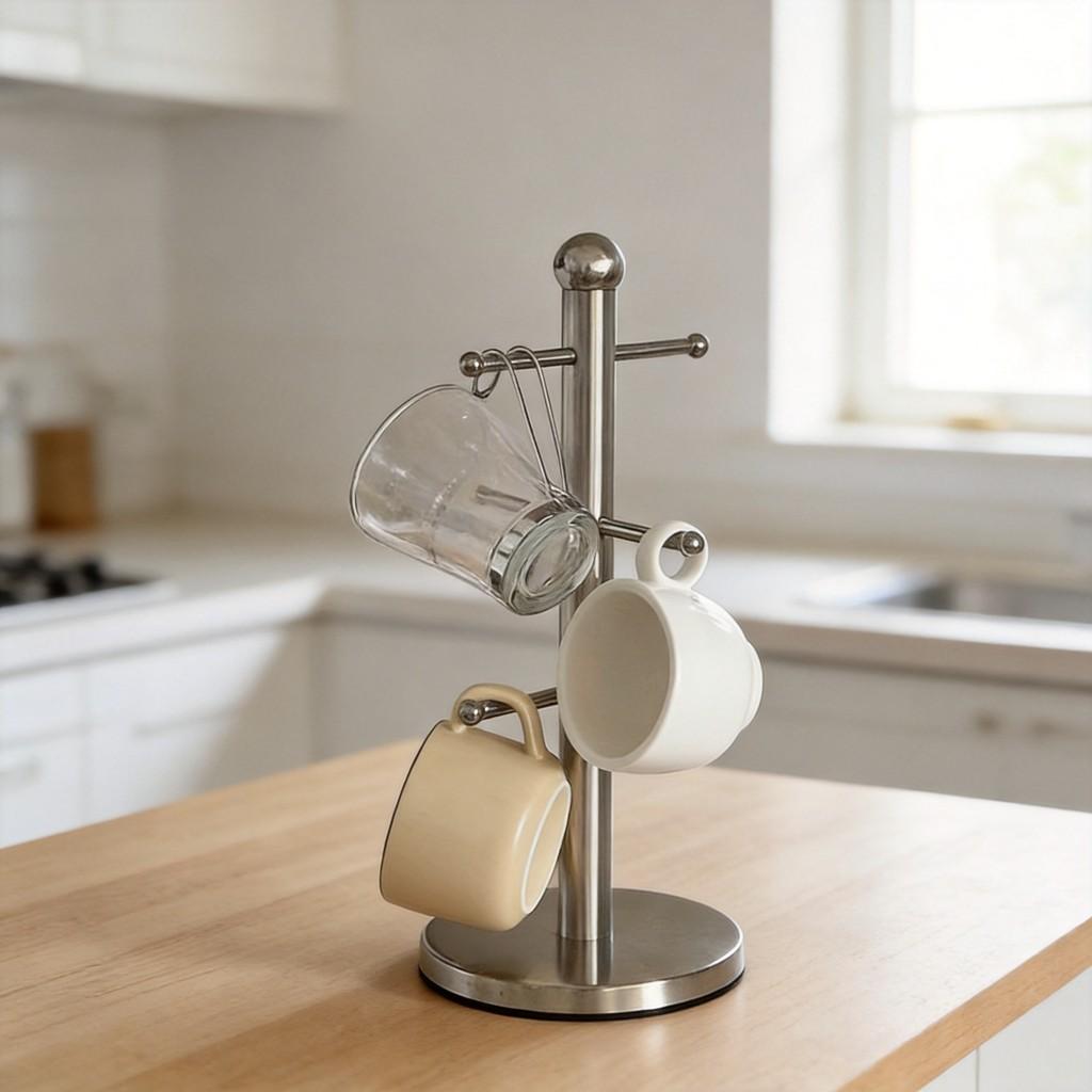 Creative Wallmounted Coffee Mug Organizer With Metal Hooks For Home Decor And Gift
