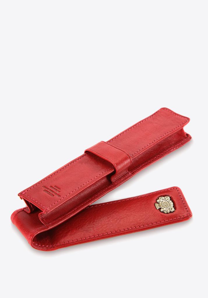 Wittchen Woman Leather Pen Case With Coat Of Arms Red Natural Leather