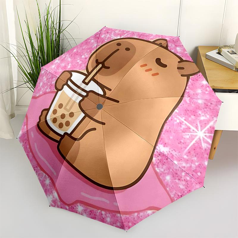 

Capybara Themed Travel Umbrella-8 Ribs Automatic Opening and Closing, Portable Folding Design, Compact and Stylish Umbrella Suitable for Out