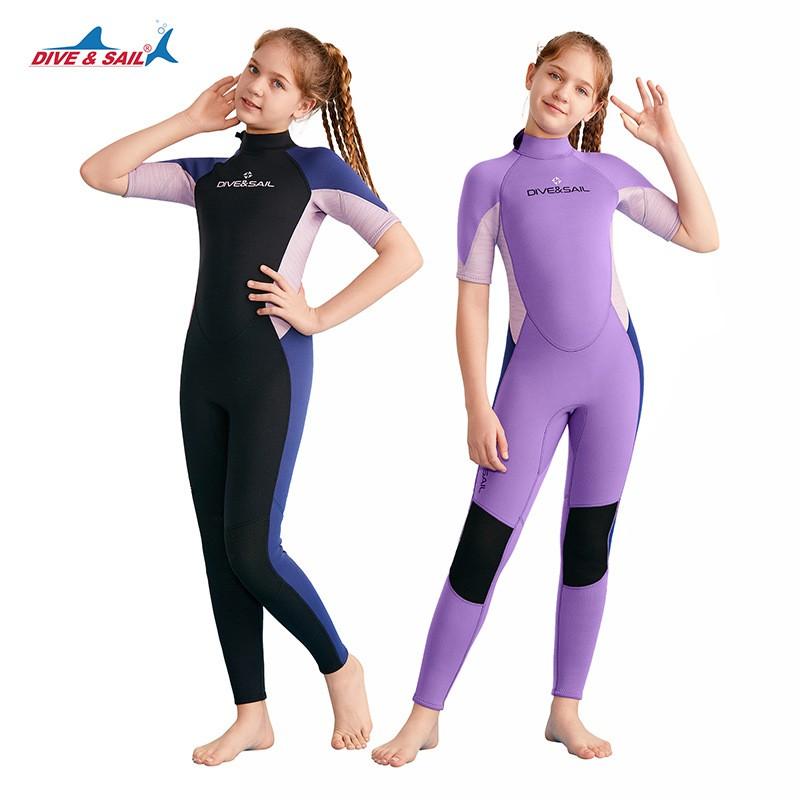 Kids 2.5mm Neoprene Wetsuit Short Sleeve Full Body Suit Snorkeling Surfing Winter Swimming Youth Diving Gear